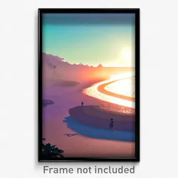 Pixel Art Poster - Energetic Beach (8 Bit Psychedelic Trippy Video Game Print)