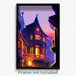 Pixel Art Poster - Haunting Cartoon Architecture (8 Bit Video Game Print)