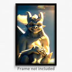 Pixel Art Poster - Heavenly Gargoyle (8 Bit Psychedelic Trippy Video Game Print)