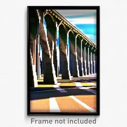 Pixel Art Poster - Zigzag Viaduct (8 Bit Psychedelic Trippy Video Game Print)
