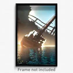 Pixel Art Poster - Drab Sea Wreck (8 Bit Psychedelic Trippy Video Game Print)