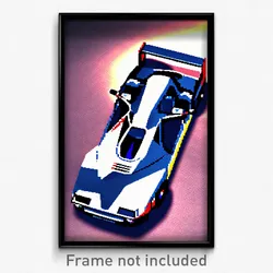 Pixel Art Poster - Harmonious Racecar (8 Bit Psychedelic Video Game Print)