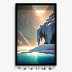 Pixel Art Poster - Frozen Mountain (8 Bit Psychedelic Trippy Video Game Print)