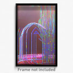 Pixel Art Poster - Digital Wire Frame Shire (8 Bit Psychedelic Video Game Print)