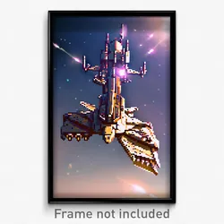 Pixel Art Poster - Important Spaceship (8 Bit Psychedelic Video Game Print)