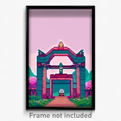 Pixel Art Poster - Faraway Shrine (8 Bit Psychedelic Trippy Video Game Print)