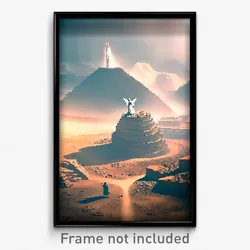 Pixel Art Poster - Angelic Quarry (8 Bit Psychedelic Trippy Video Game Print)