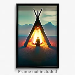 Pixel Art Poster - Creative Wigwam (8 Bit Psychedelic Trippy Video Game Print)