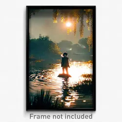 Pixel Art Poster - Dangerous Pond (8 Bit Psychedelic Trippy Video Game Print)