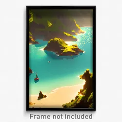 Pixel Art Poster - Buoyant Cove (8 Bit Psychedelic Trippy Video Game Print)