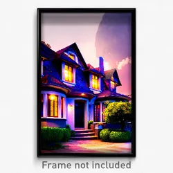 Pixel Art Poster - Captivating House (8 Bit Psychedelic Trippy Video Game Print)