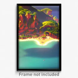 Pixel Art Poster - Complex Coast (8 Bit Psychedelic Trippy Video Game Print)