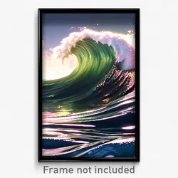 Pixel Art Poster - Glossy Tsunami (8 Bit Psychedelic Trippy Video Game Print)