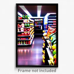 Pixel Art Poster - Remote Grocery Store (8 Bit Psychedelic Video Game Print)