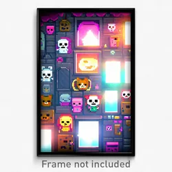Pixel Art Poster - Cute Catacombs (8 Bit Psychedelic Trippy Video Game Print)