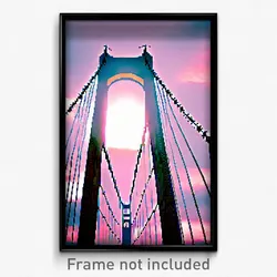 Pixel Art Poster - Monstrous Bridge (8 Bit Psychedelic Trippy Video Game Print)