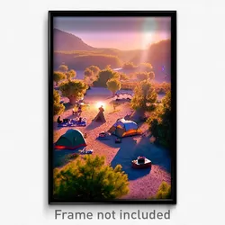 Pixel Art Poster - Graceful Campsite (8 Bit Psychedelic Trippy Video Game Print)