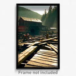 Pixel Art Poster - Bleak Sawmill (8 Bit Psychedelic Trippy Video Game Print)