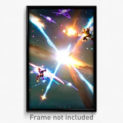 Pixel Art Poster - Enchanted Galaxy Battle (8 Bit Psychedelic Video Game Print)