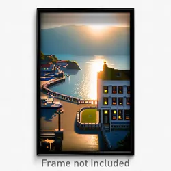 Pixel Art Poster - Puny Harbour (8 Bit Psychedelic Trippy Video Game Print)