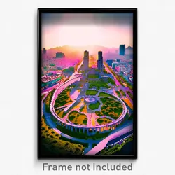 Pixel Art Poster - Circular Mexico City (8 Bit Psychedelic Video Game Print)