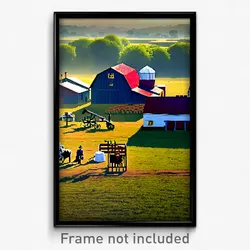Pixel Art Poster - Outstanding Farm (8 Bit Psychedelic Trippy Video Game Print)