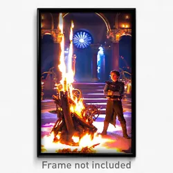 Pixel Art Poster - Jaw Dropping Hearth (8 Bit Psychedelic Video Game Print)