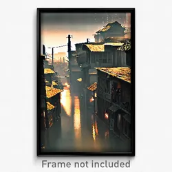 Pixel Art Poster - Drab Slum (8 Bit Psychedelic Trippy Weird Video Game Print)