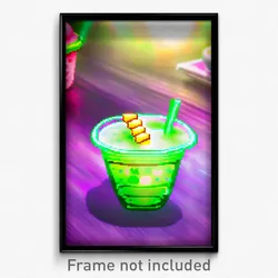 Pixel Art Poster - Bright Boba Tea (8 Bit Psychedelic Trippy Video Game Print)