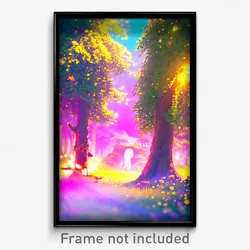 Pixel Art Poster - Enchanting Clearing (8 Bit Psychedelic Video Game Print)
