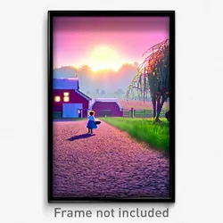 Pixel Art Poster - Glaring Farm (8 Bit Psychedelic Trippy Video Game Print)