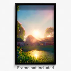 Pixel Art Poster - Flickering Farm (8 Bit Psychedelic Trippy Video Game Print)