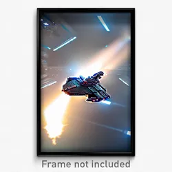 Pixel Art Poster - Virtual Spaceship (8 Bit Psychedelic Trippy Video Game Print)