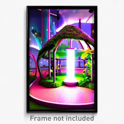 Pixel Art Poster - Lovely Terrarium (8 Bit Psychedelic Trippy Video Game Print)
