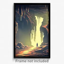 Pixel Art Poster - Basic Cavern (8 Bit Psychedelic Trippy Video Game Print)