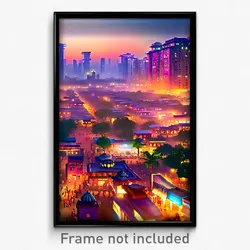 Pixel Art Poster - Nutty Indian City (8 Bit Psychedelic Trippy Video Game Print)