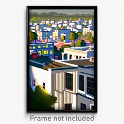 Pixel Art Poster - White American Town (8 Bit Psychedelic Video Game Print)