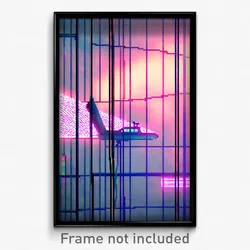 Pixel Art Poster - Digital Wire Frame Cruise (8 Bit Video Game Print)