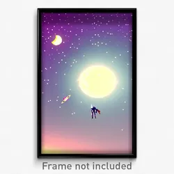 Pixel Art Poster - Slim Moon Battle (8 Bit Psychedelic Trippy Video Game Print)