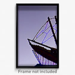 Pixel Art Poster - Wire Frame Glitchy Shipwreck (8 Bit Video Game Print)