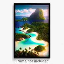 Pixel Art Poster - Tremendous Exotic Island (8 Bit Psychedelic Video Game Print)