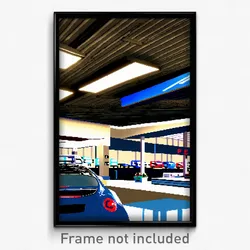 Pixel Art Poster - Adorable Car Dealership (8 Bit Psychedelic Video Game Print)