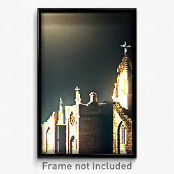 Pixel Art Poster - Menacing Friary (8 Bit Psychedelic Trippy Video Game Print)