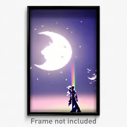 Pixel Art Poster - White Moon Battle (8 Bit Psychedelic Trippy Video Game Print)