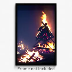 Pixel Art Poster - Dark Bonfire (8 Bit Psychedelic Trippy Video Game Print)