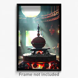 Pixel Art Poster - Spherical Forge (8 Bit Psychedelic Trippy Video Game Print)