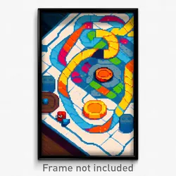 Pixel Art Poster - Swirly Board Game (8 Bit Psychedelic Trippy Video Game Print)