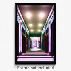 Pixel Art Poster - Rectangular Hall (8 Bit Psychedelic Trippy Video Game Print)