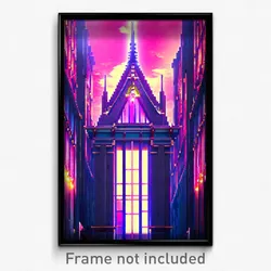 Pixel Art Poster - Strange Anime Architecture (8 Bit Video Game Print)