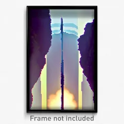 Pixel Art Poster - Gigantic Fissure (8 Bit Psychedelic Trippy Video Game Print)